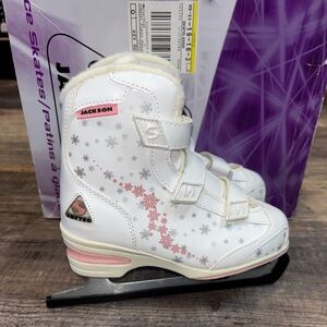 Jackson Softec figure skates for girls Size 1 Snowflake Pink White With Box